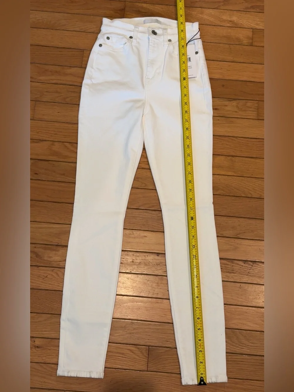 7 For All Mankind White High Waist Ankle Gwenevere, Size 23, NWT - Picture 9 of 10